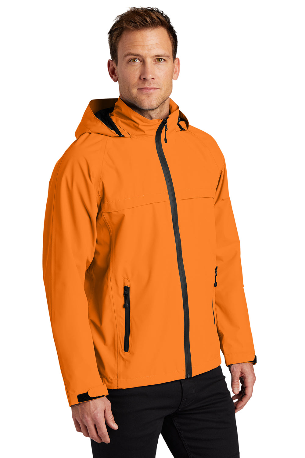 Port Authority J333 Mens Torrent Waterproof Full Zip Hooded Jacket Orange Crush Model 3q