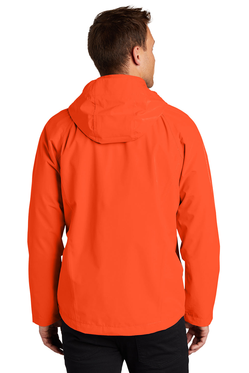 Port Authority J333 Mens Torrent Waterproof Full Zip Hooded Jacket Orange Crush Model Back