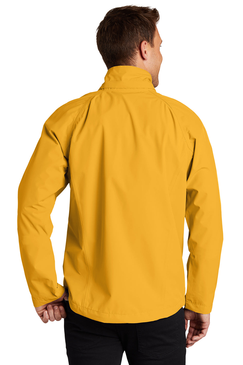 Port Authority J333 Mens Torrent Waterproof Full Zip Hooded Jacket Slicker Yellow Model Back