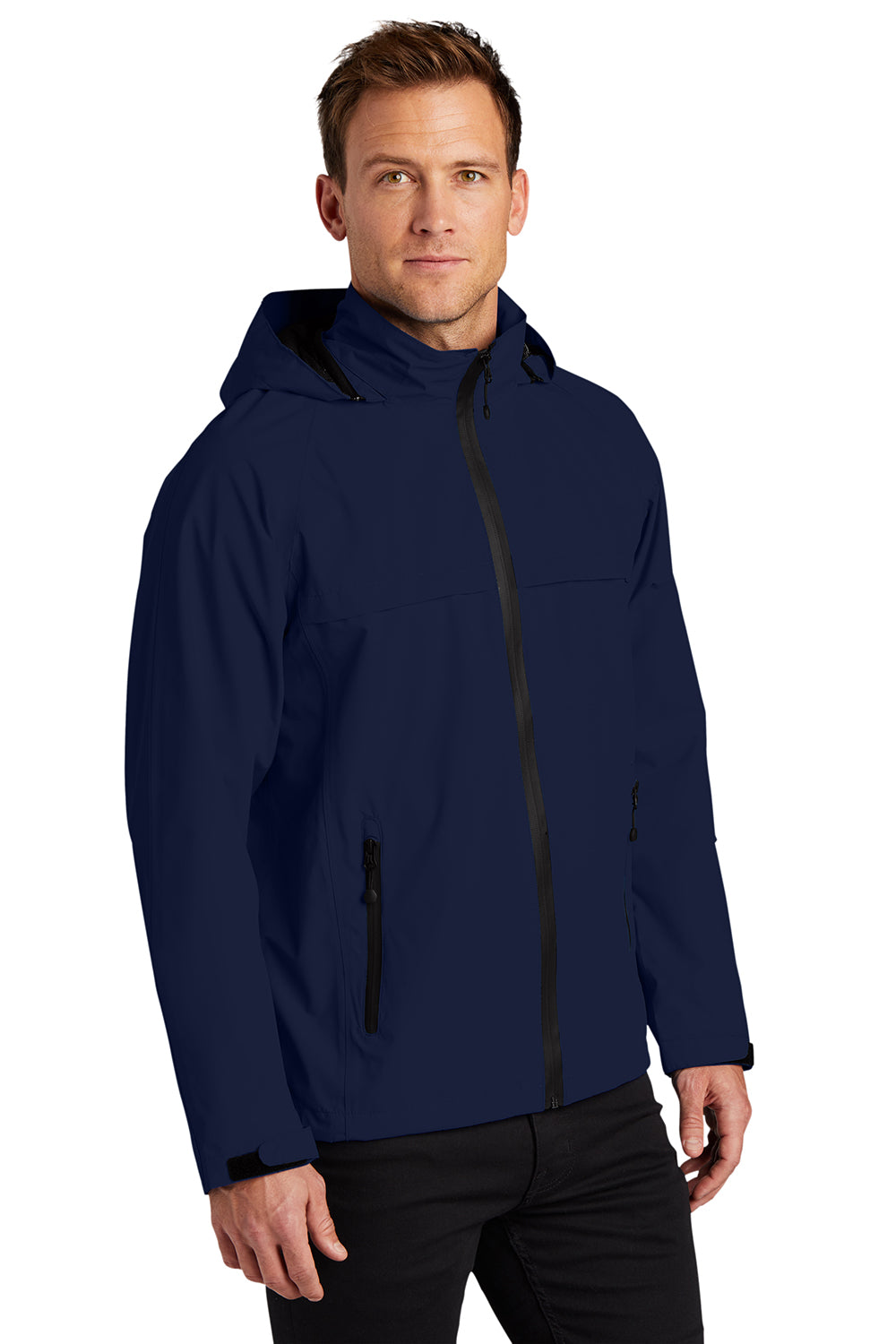 Port Authority J333 Mens Torrent Waterproof Full Zip Hooded Jacket True Navy Blue Model 3q