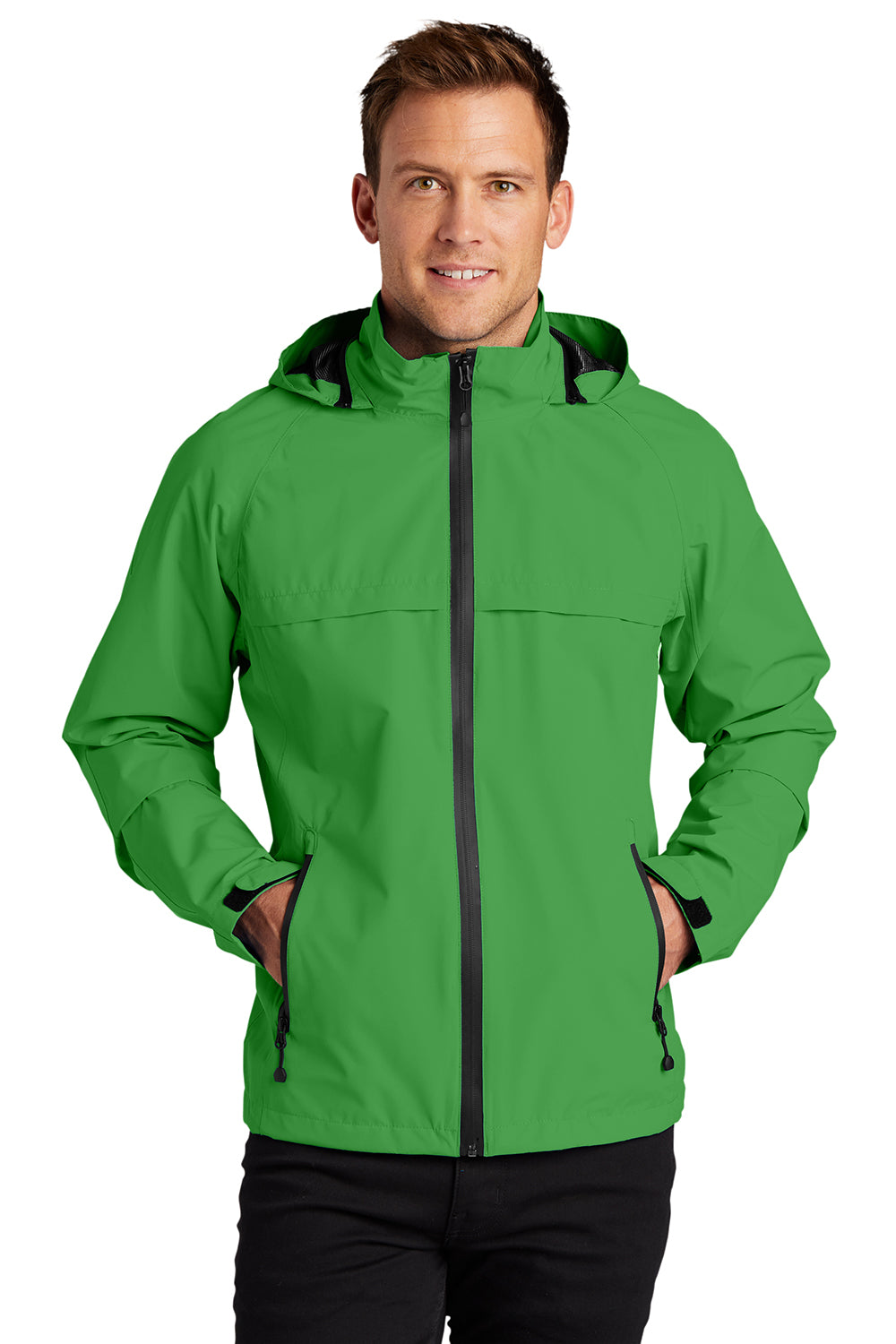 Port Authority J333 Mens Torrent Waterproof Full Zip Hooded Jacket Vine Green Model Front