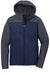 Port Authority J335 Mens Core Wind & Water Resistant Full Zip Hooded Jacket Dress Navy Blue/Battleship Grey Flat Front