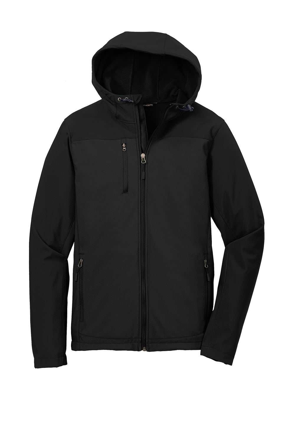 Port Authority J335 Mens Core Wind & Water Resistant Full Zip Hooded Jacket Black Flat Front