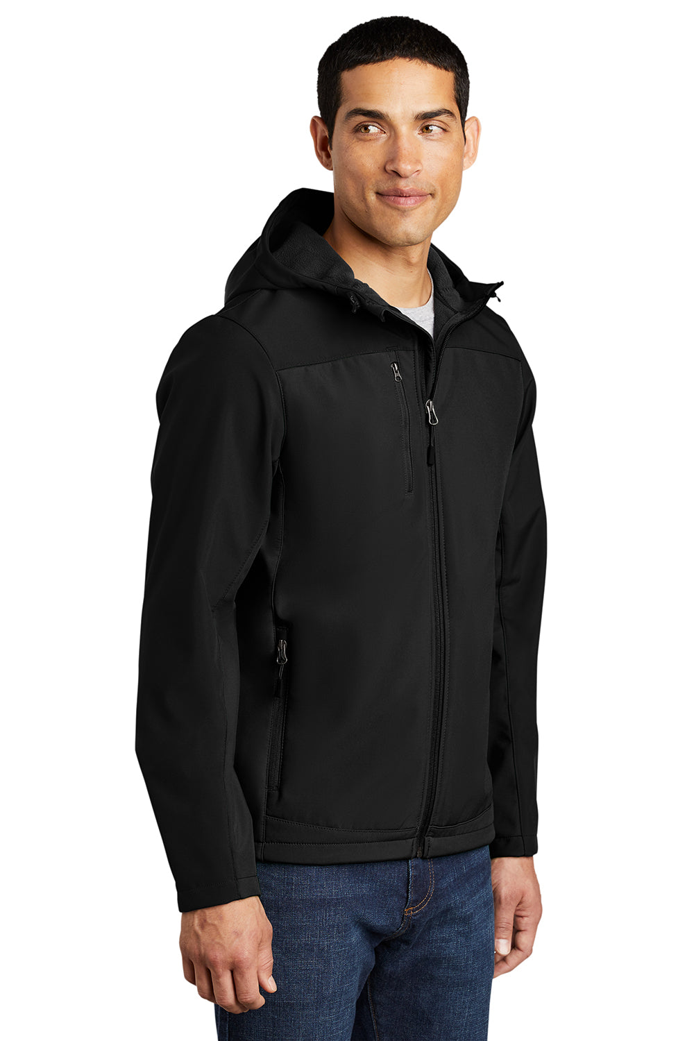 Port Authority J335 Mens Core Wind & Water Resistant Full Zip Hooded Jacket Black Model 3q