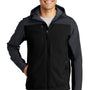 Port Authority Mens Core Wind & Water Resistant Full Zip Hooded Jacket - Black/Battleship Grey