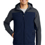 Port Authority Mens Core Wind & Water Resistant Full Zip Hooded Jacket - Dress Navy Blue/Battleship Grey