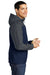 Port Authority J335 Mens Core Wind & Water Resistant Full Zip Hooded Jacket Dress Navy Blue/Battleship Grey Model Side