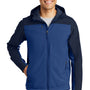 Port Authority Mens Core Wind & Water Resistant Full Zip Hooded Jacket - Night Sky Blue/Dress Navy Blue