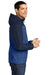 Port Authority J335 Mens Core Wind & Water Resistant Full Zip Hooded Jacket Night Sky Blue/Dress Navy Blue Model Side