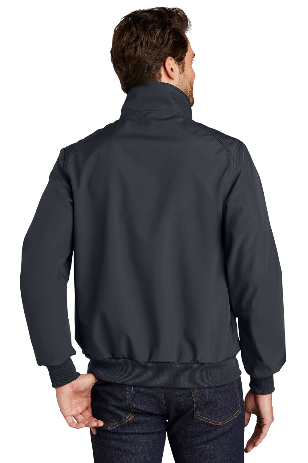 Port Authority J337 Mens Bomber Wind & Water Resistant Full Zip Jacket Battleship Grey Model Back