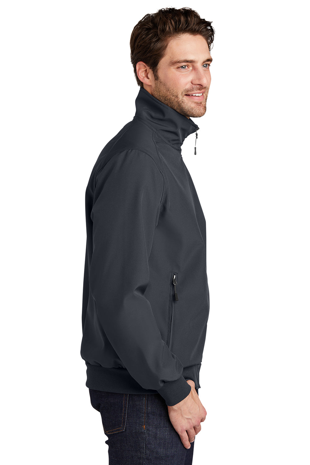 Port Authority J337 Mens Bomber Wind & Water Resistant Full Zip Jacket Battleship Grey Model Side