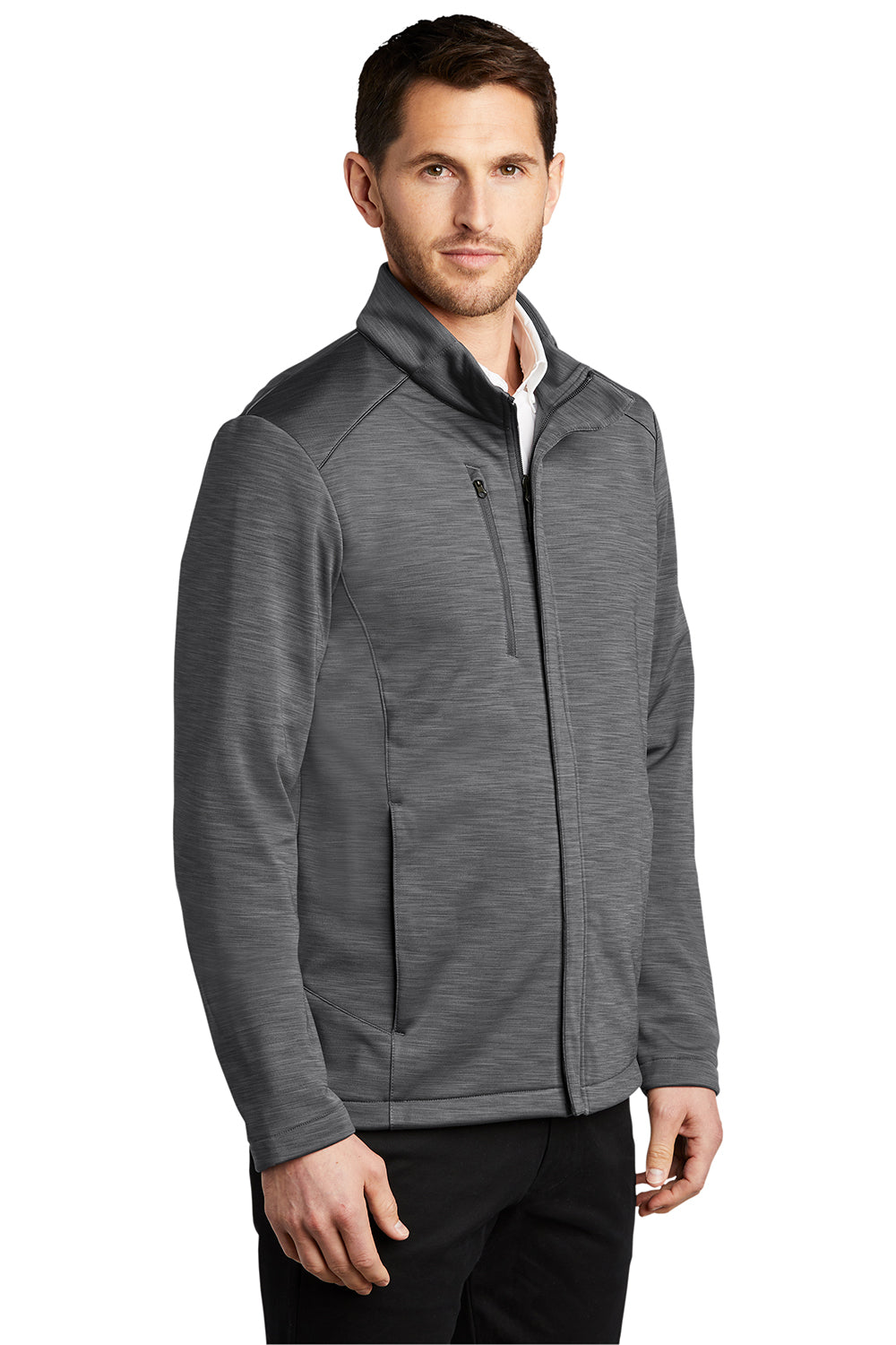 Port Authority J339 Mens Stream Wind & Water Resistant Full Zip Jacket Heather Graphite Grey Model 3q