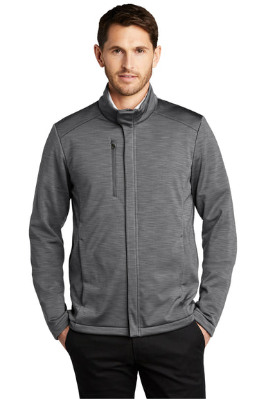 Port Authority J339 Mens Stream Wind & Water Resistant Full Zip Jacket Heather Graphite Grey Model Front