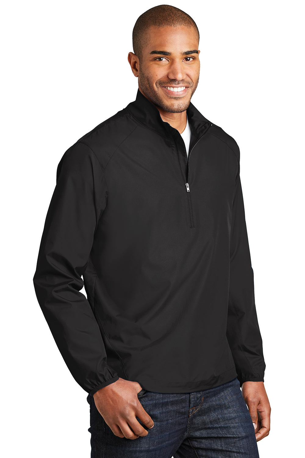 Port Authority J343 Mens Zephyr Wind & Water Resistant 1/4 Zip Jacket Black Model 3q