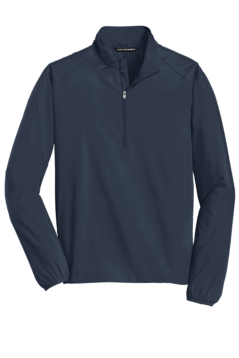 Port Authority J343 Mens Zephyr Wind & Water Resistant 1/4 Zip Jacket Dress Navy Blue Flat Front