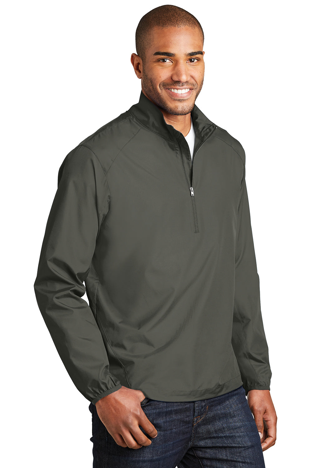 Port Authority J343 Mens Zephyr Wind & Water Resistant 1/4 Zip Jacket Steel Grey Model 3q