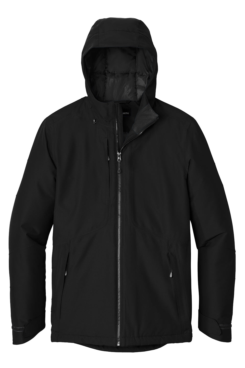 Port Authority J362 Mens Venture Windproof & Waterproof Insulated Full Zip Hooded Jacket Deep Black Flat Front