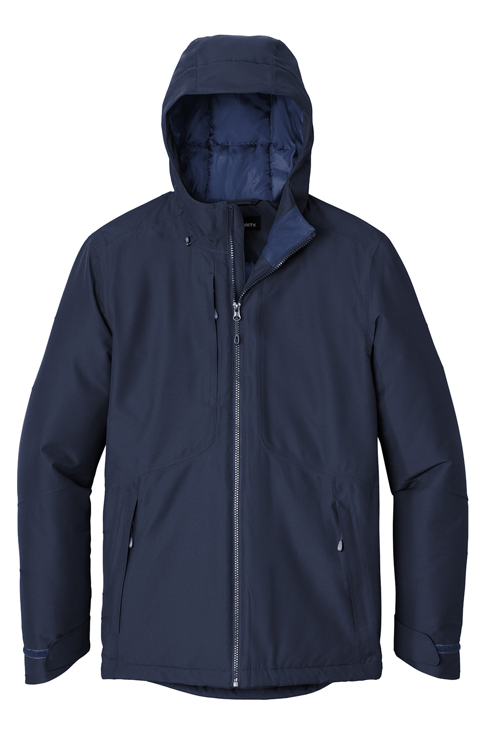 Port Authority J362 Mens Venture Windproof & Waterproof Insulated Full Zip Hooded Jacket Dress Navy Blue Flat Front