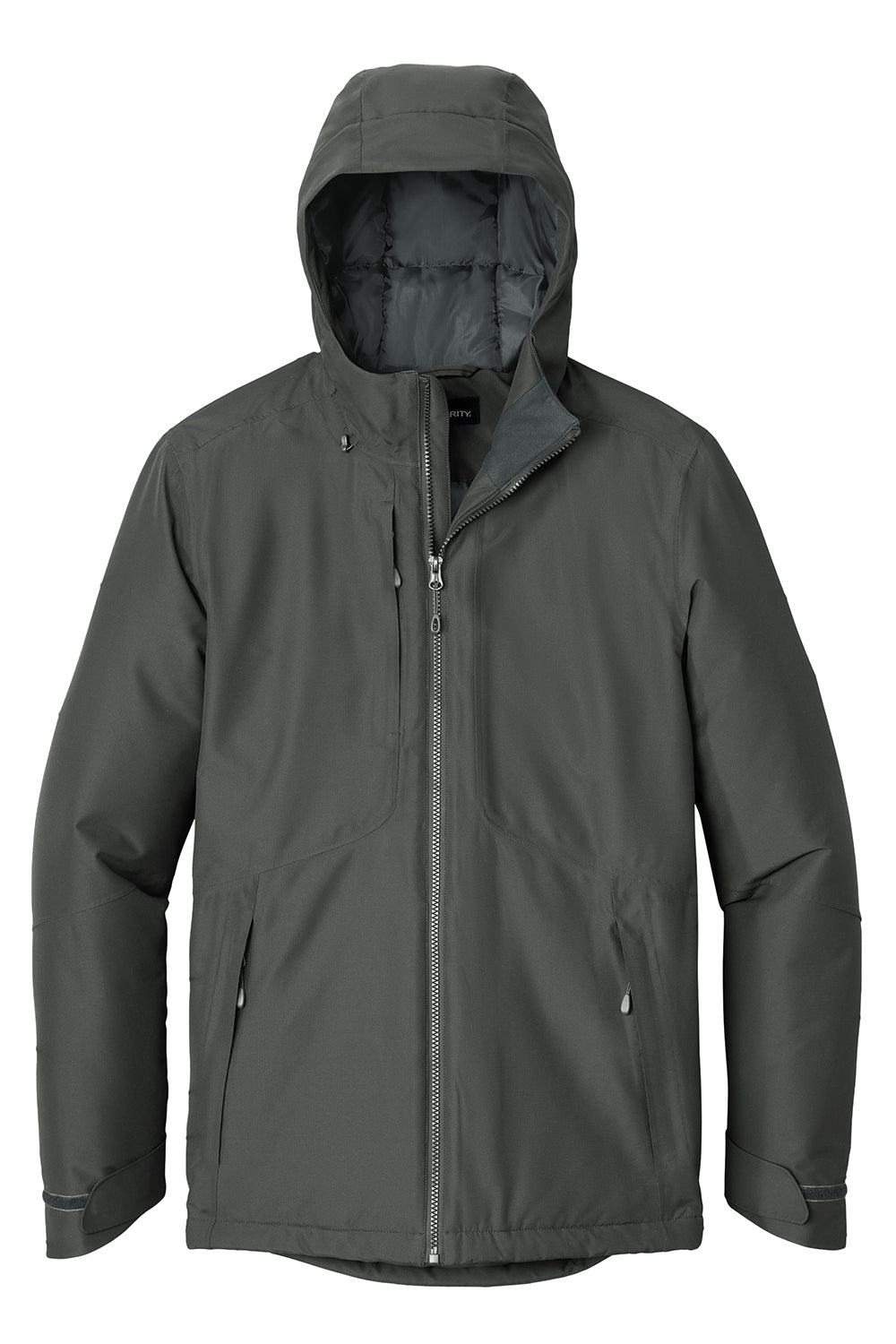 Port Authority J362 Mens Venture Windproof & Waterproof Insulated Full Zip Hooded Jacket Smoke Grey Flat Front