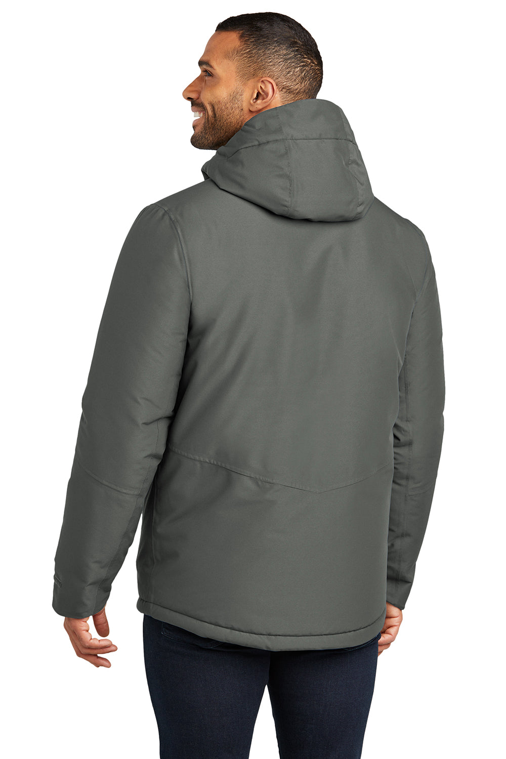 Port Authority J362 Mens Venture Windproof & Waterproof Insulated Full Zip Hooded Jacket Smoke Grey Model Back