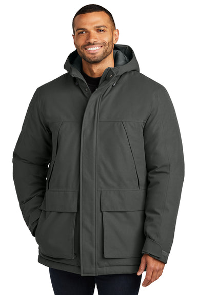 Port Authority J363 Mens Latitude Windproof & Waterproof Full Zip Hooded Parka Smoke Grey Model Front