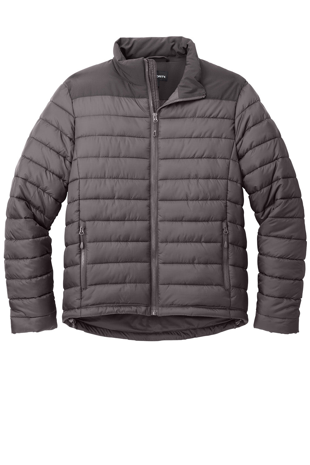 Port Authority J364 Mens Horizon Water Resistant Full Zip Puffy Jacket Deep Smoke Grey/Smoke Grey Flat Front