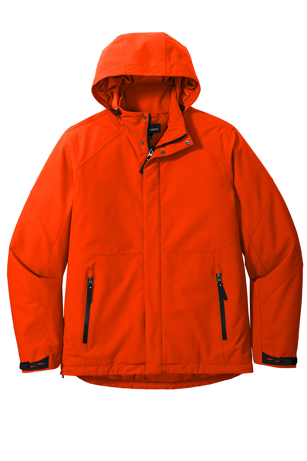 Port Authority J405 Mens Tech Windproof & Waterproof Full Zip Hooded Jacket Fire Orange Flat Front