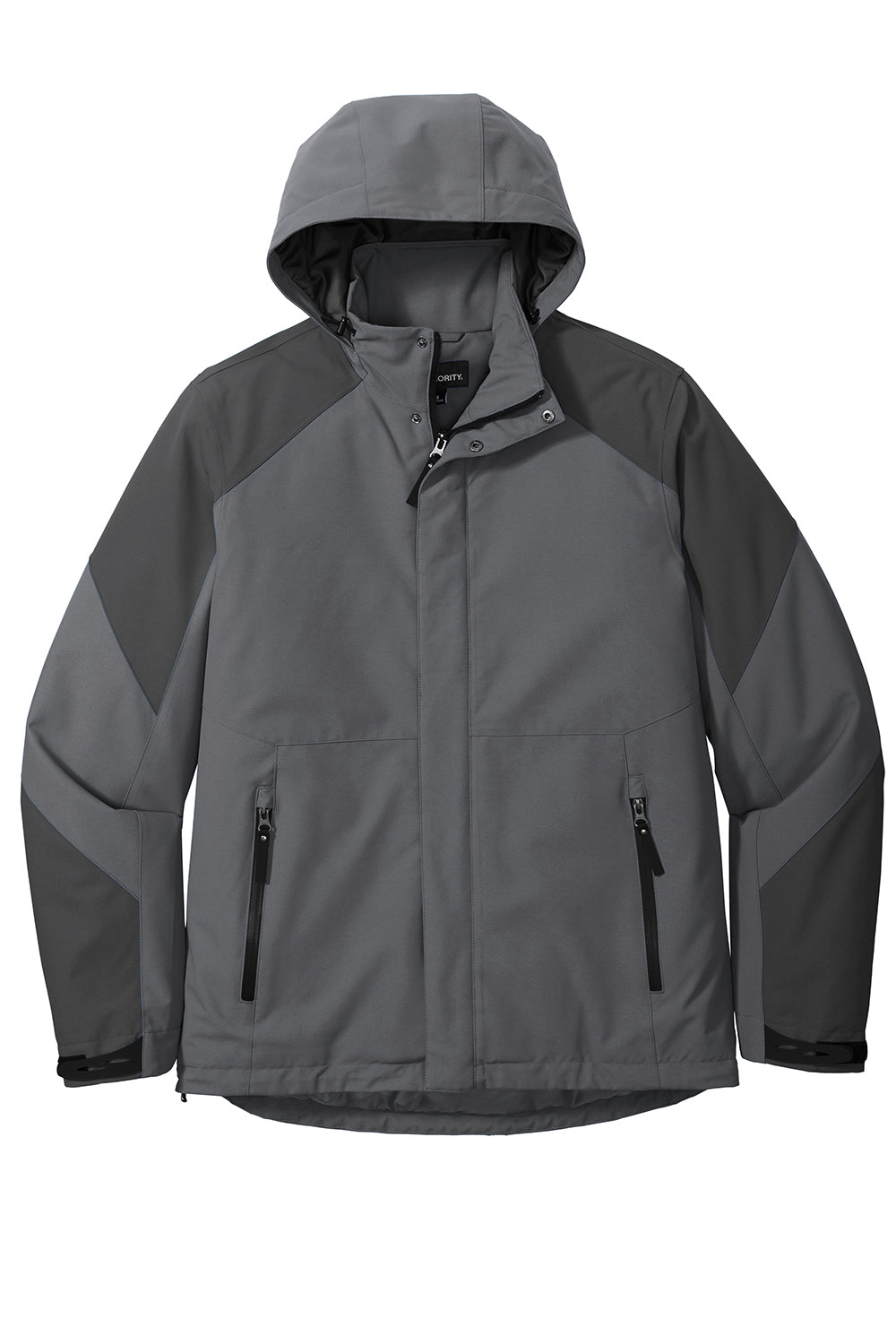 Port Authority J405 Mens Tech Windproof & Waterproof Full Zip Hooded Jacket Shadow Grey/Storm Grey Flat Front