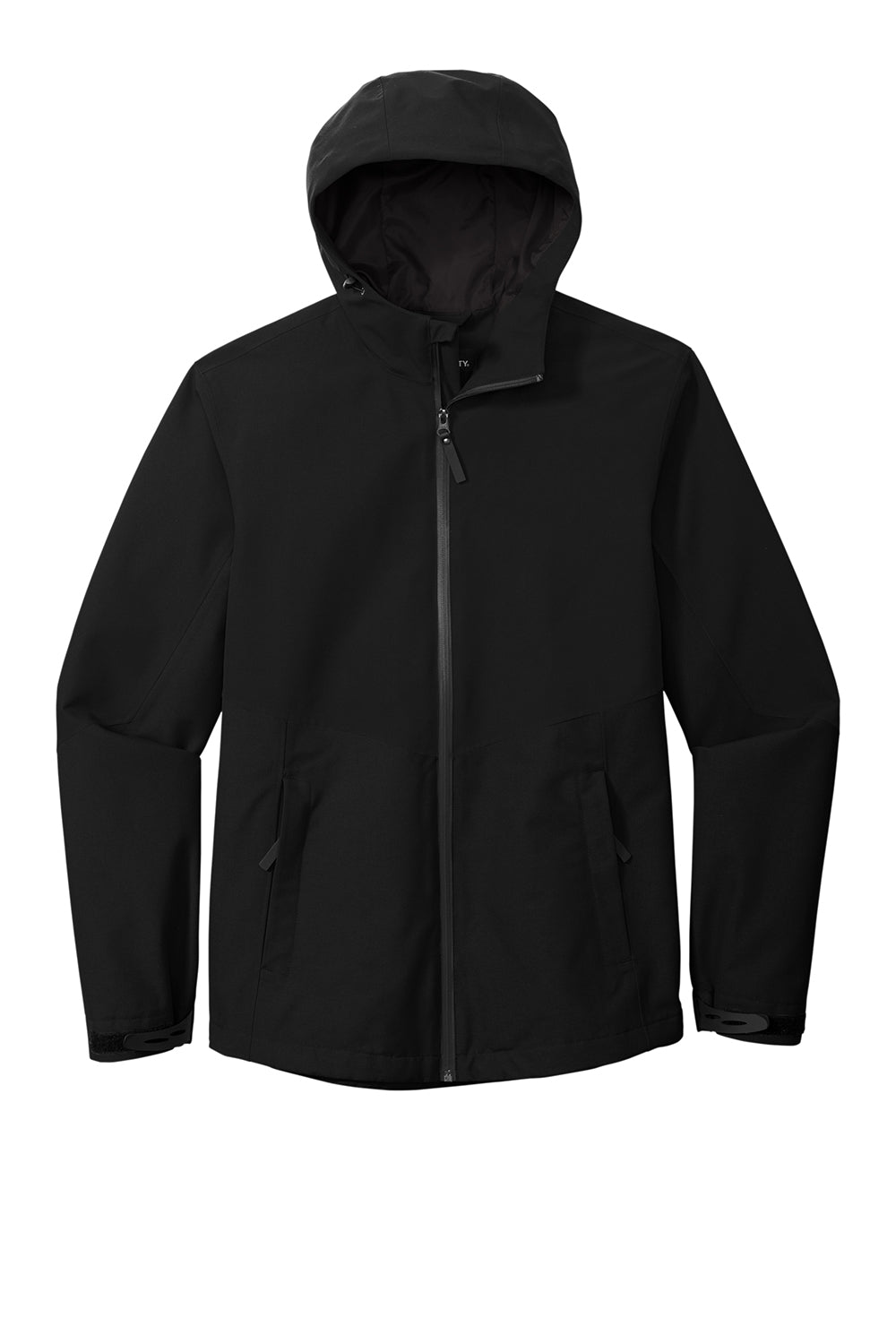 Port Authority J406 Mens Tech Wind & Water Resistant Full Zip Hooded Rain Jacket Deep Black Flat Front