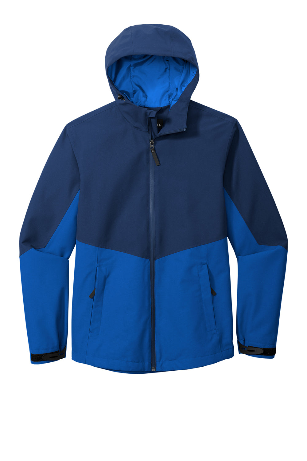 Port Authority J406 Mens Tech Wind & Water Resistant Full Zip Hooded Rain Jacket Estate Blue/Cobalt Blue Flat Front