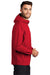 Port Authority J407 Mens Essential Waterproof Full Zip Hooded Rain Jacket Deep Red Model Side