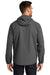 Port Authority J407 Mens Essential Waterproof Full Zip Hooded Rain Jacket Graphite Grey Model Back