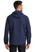 Port Authority J407 Mens Essential Waterproof Full Zip Hooded Rain Jacket True Navy Blue Model Back