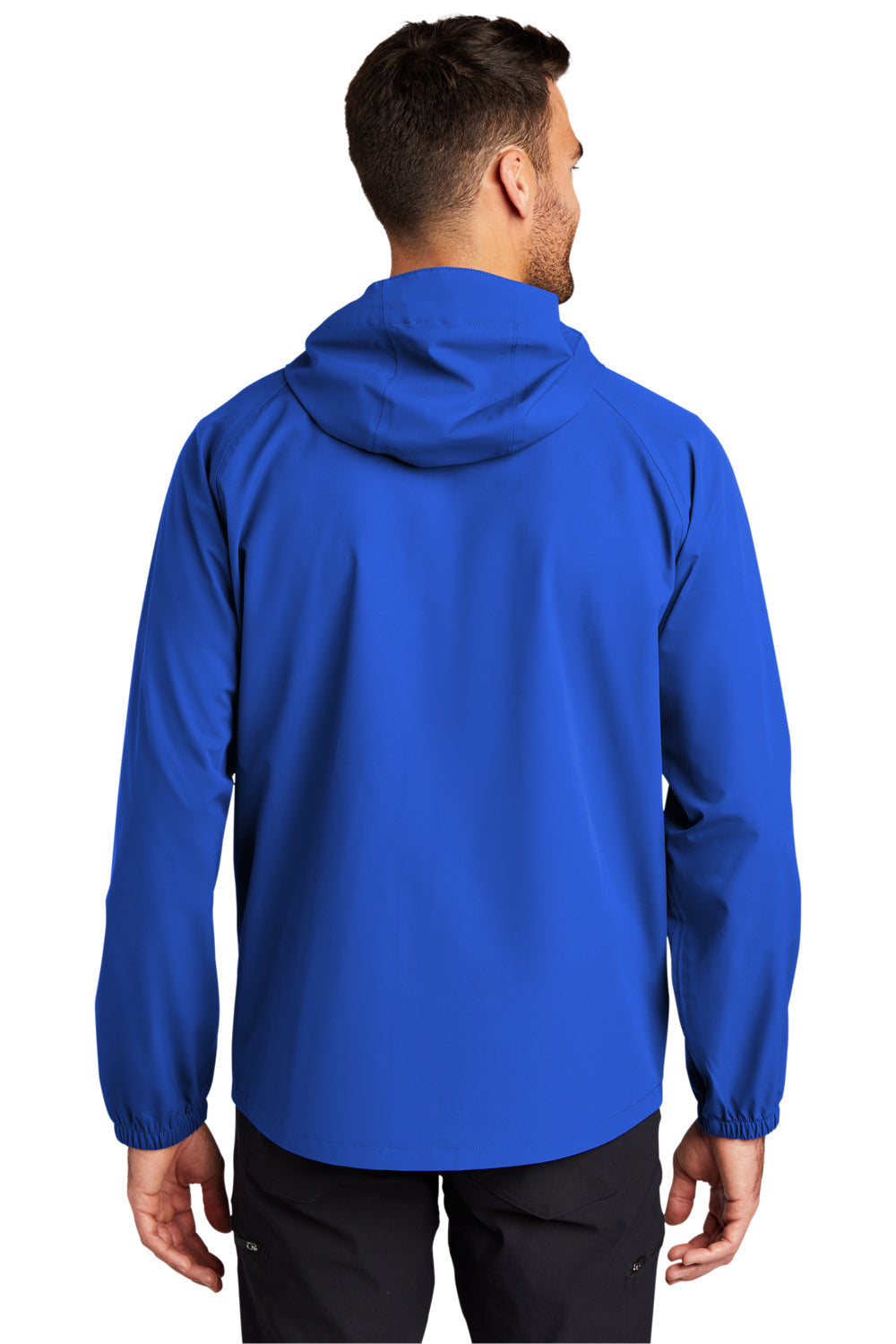 Port Authority J407 Mens Essential Waterproof Full Zip Hooded Rain Jacket True Royal Blue Model Back