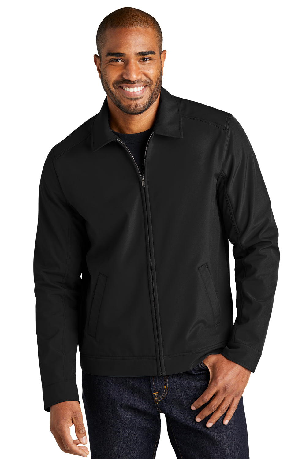 Port Authority Mens Mechanic Wind Water Resistant Full Zip Soft Shell Jacket Black