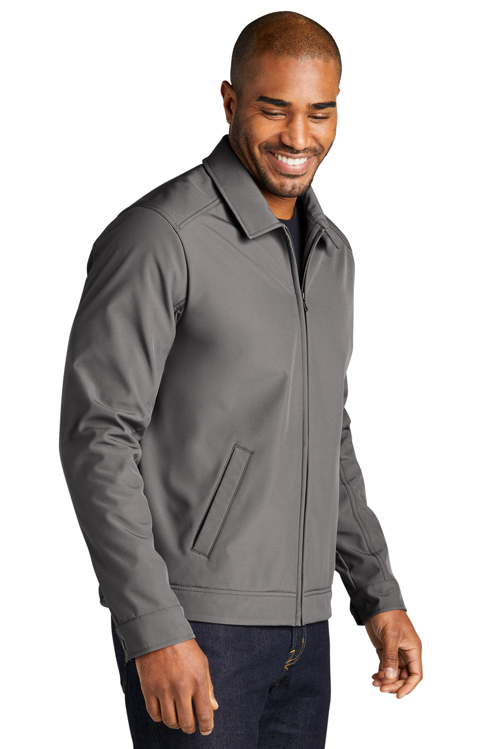 Port Authority J417 Mens Mechanic Wind & Water Resistant Full Zip Soft Shell Jacket Deep Smoke Grey Model 3q