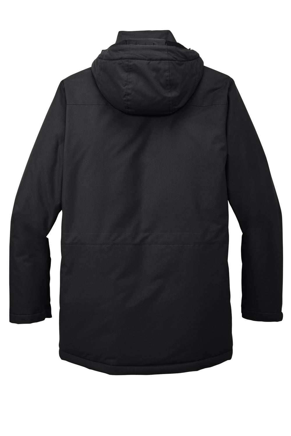 Port Authority J599 Mens Excursion Water Resistant Full Zip Hooded Parka Deep Black Flat Back