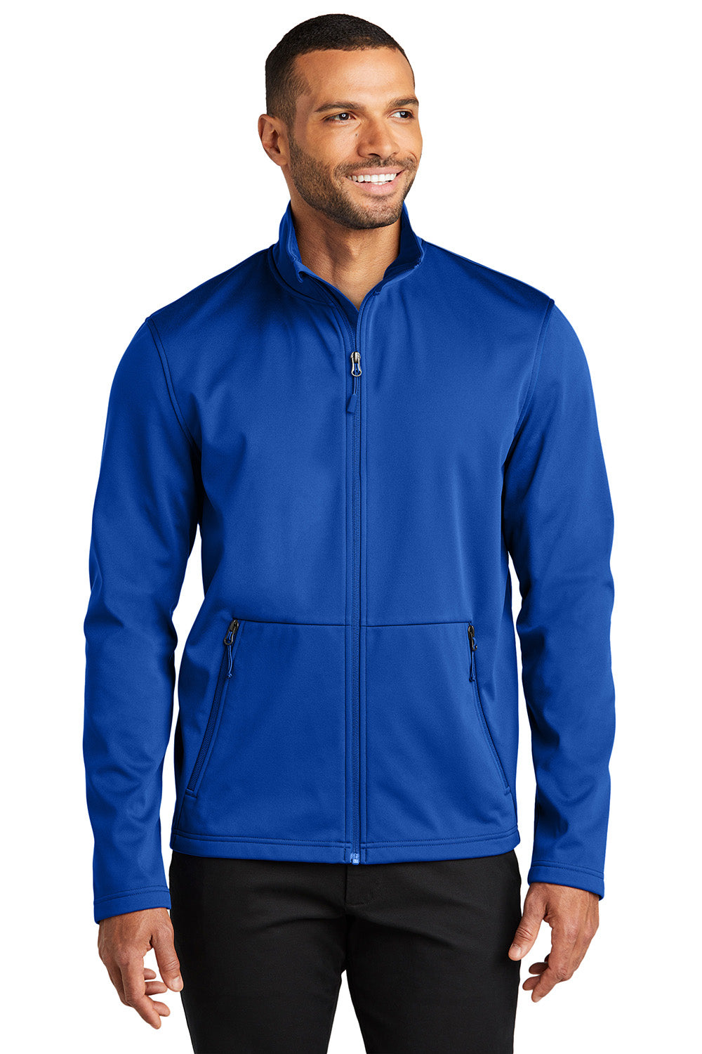 Port Authority J617 Mens Flexshell Full Zip Jacket True Royal Blue Model Front