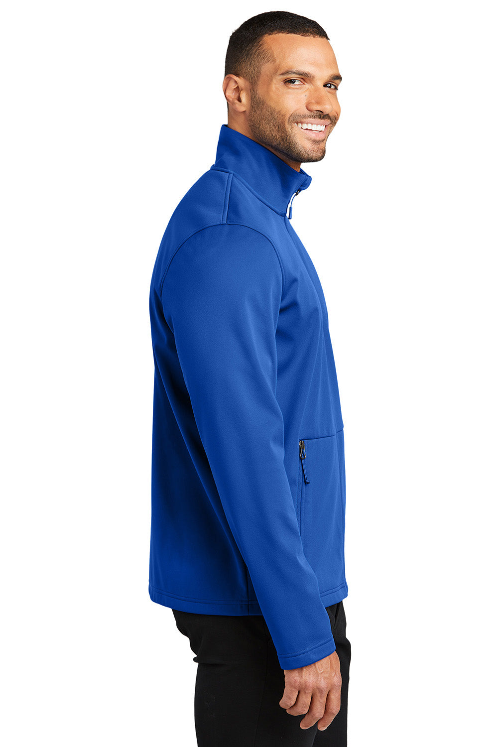 Port Authority J617 Mens Flexshell Full Zip Jacket True Royal Blue Model Side