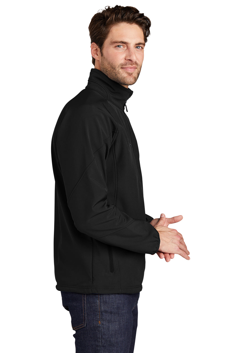 Port Authority J705/TLJ705 Mens Wind & Water Resistant Full Zip Jacket Black Model Side