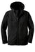 Port Authority J706 Mens Wind & Water Resistant Full Zip Hooded Jacket Black/Engine Red Flat Front