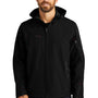 Port Authority Mens Wind & Water Resistant Full Zip Hooded Jacket - Black/Engine Red