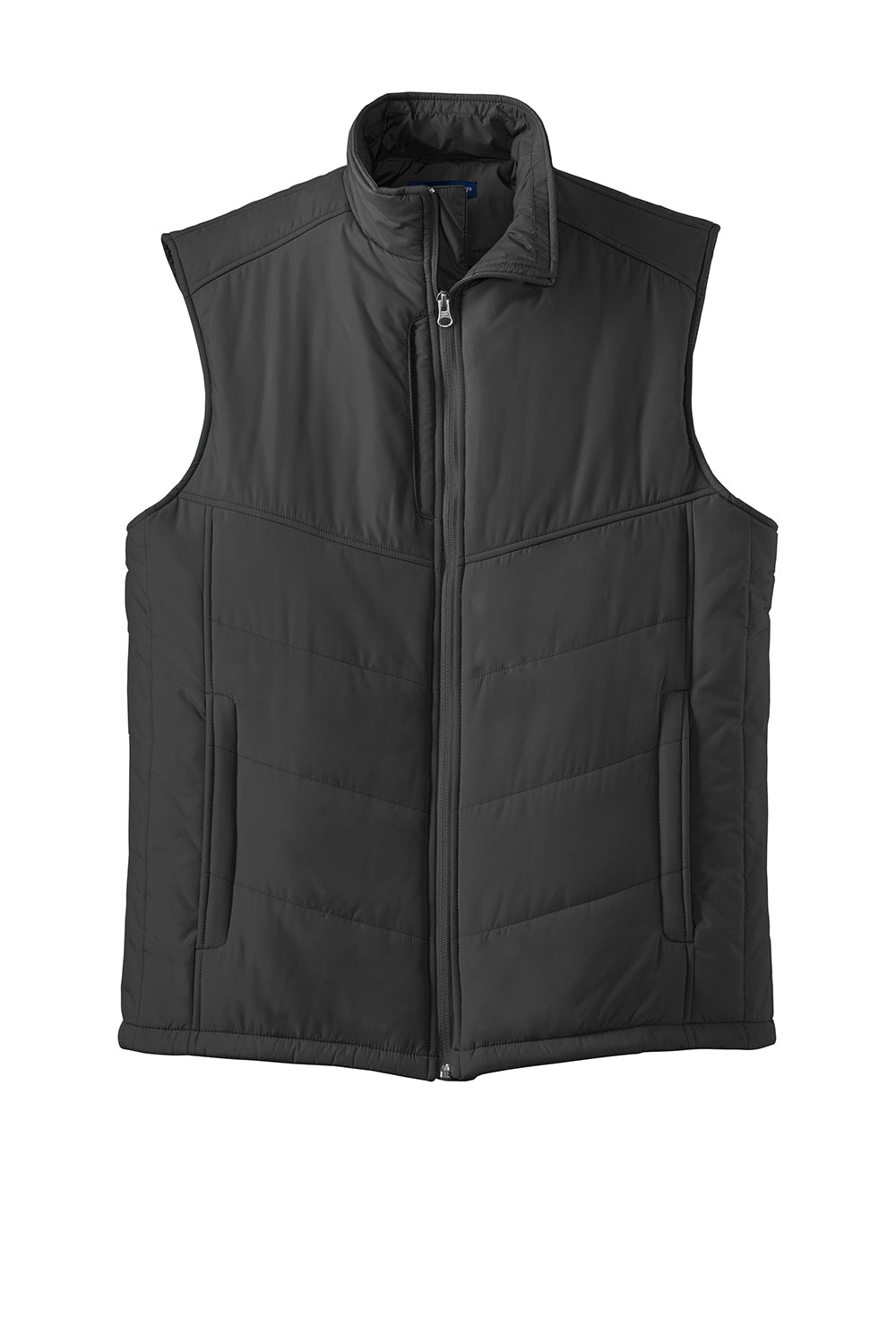 Port Authority J709 Mens Wind & Water Resistant Full Zip Puffy Vest Black Flat Front