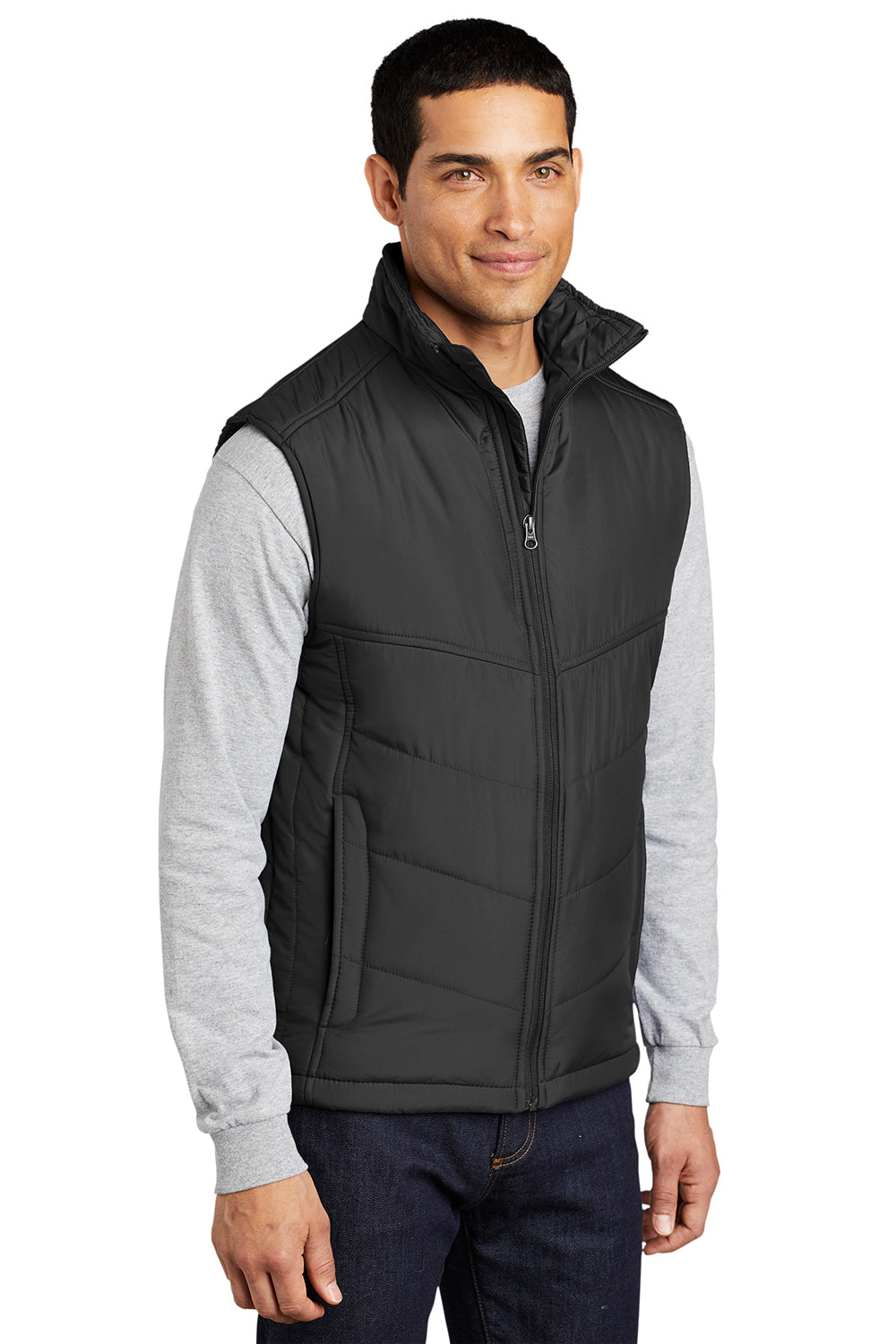 Port Authority J709 Mens Wind & Water Resistant Full Zip Puffy Vest Black Model 3q