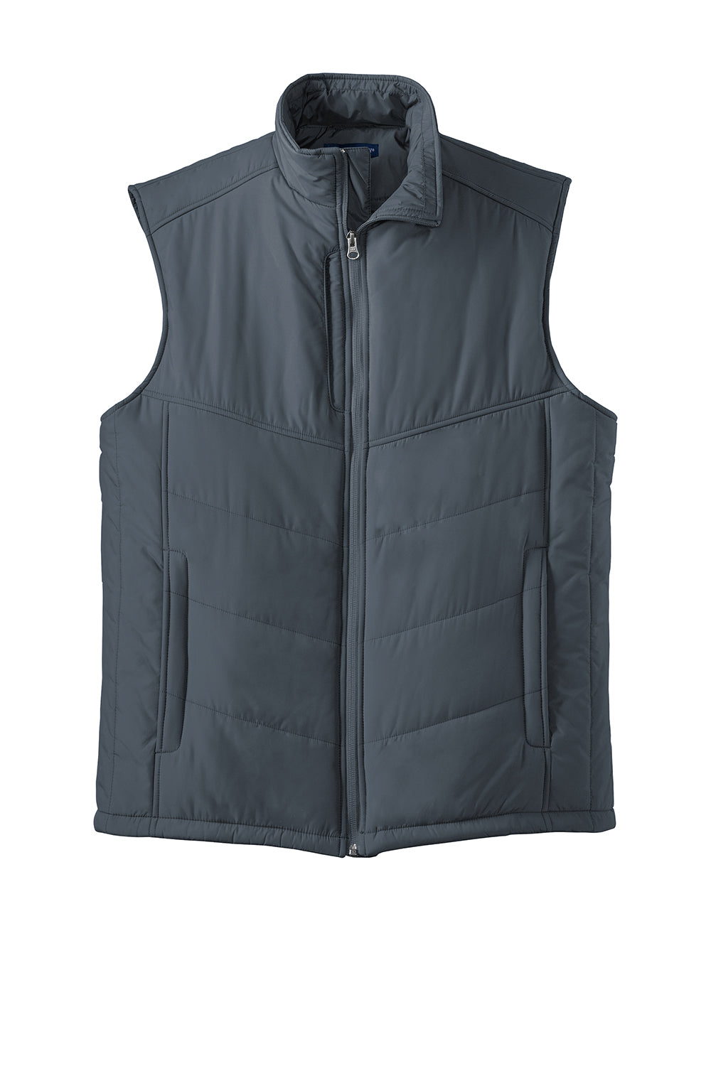 Port Authority J709 Mens Wind & Water Resistant Full Zip Puffy Vest Slate Grey Flat Front