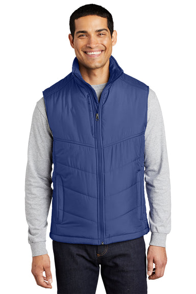 Port Authority J709 Mens Wind & Water Resistant Full Zip Puffy Vest Mediterranean Blue Model Front