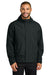 Port Authority J714 Mens C-FREE Full Zip Hooded Rain Jacket Deep Black Model Front