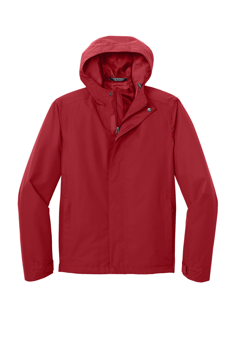 Port Authority J714 Mens C-FREE Full Zip Hooded Rain Jacket Rich Red Flat Front