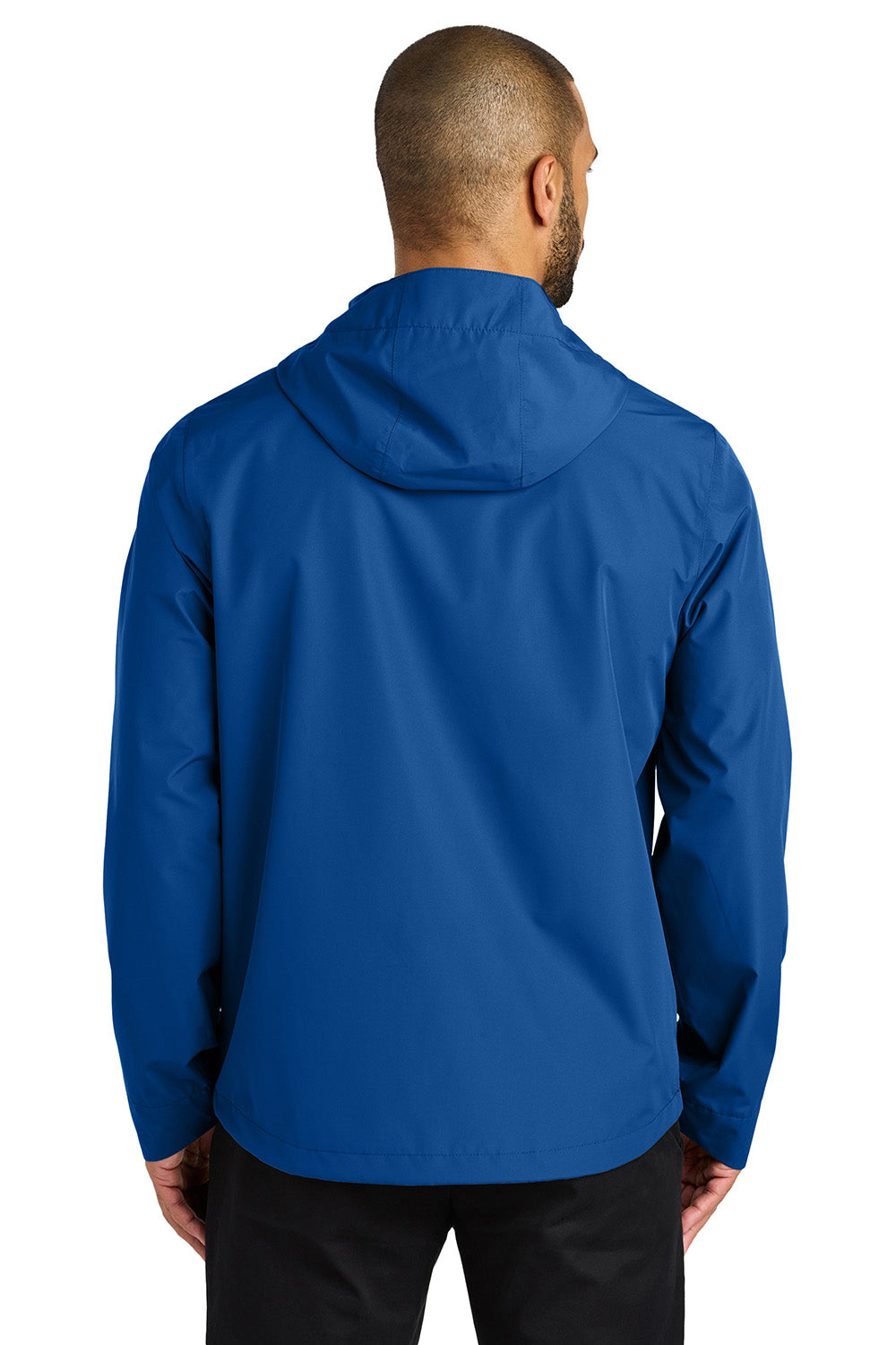 Port Authority J714 Mens C-FREE Full Zip Hooded Rain Jacket True Royal Blue Model Back