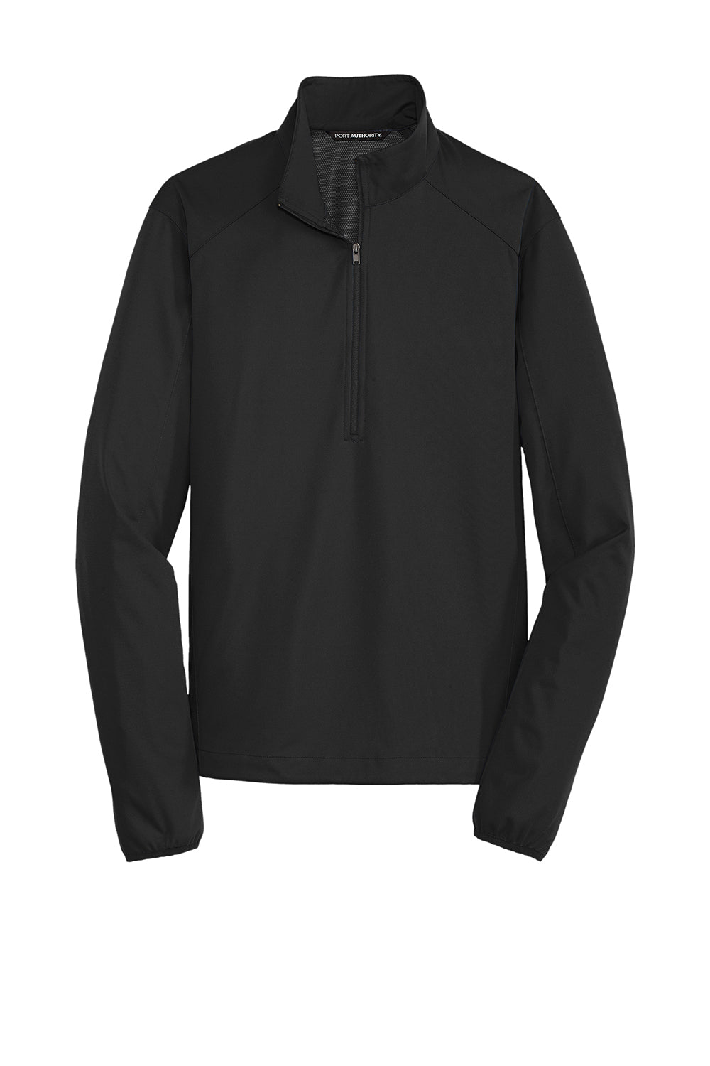 Port Authority J716 Mens Active Wind & Water Resistant 1/4 Zip Jacket Deep Black Flat Front